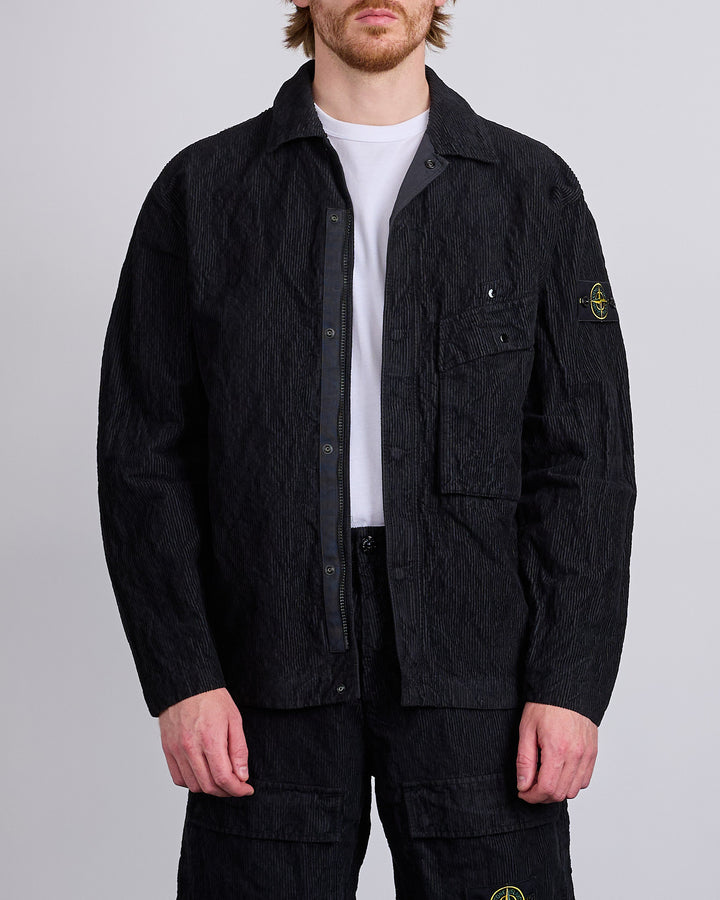 Stone Island Wrinkled Corduroy 500 Overshirt Black