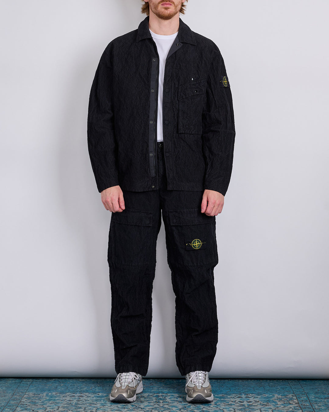 Stone Island Wrinkled Corduroy 500 Overshirt Black