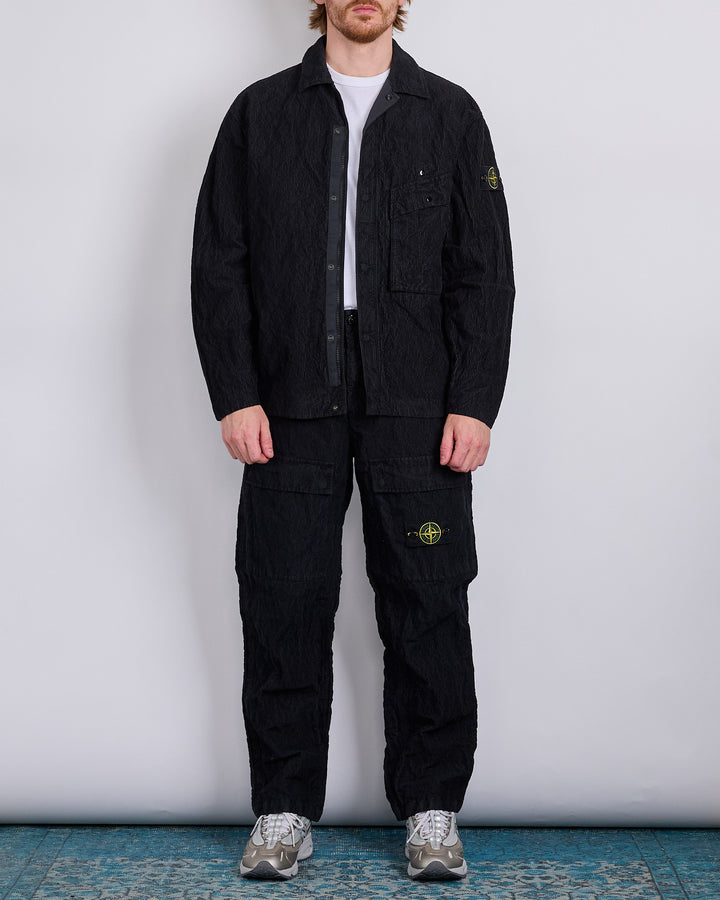 Stone Island Wrinkled Corduroy 500 Overshirt Black