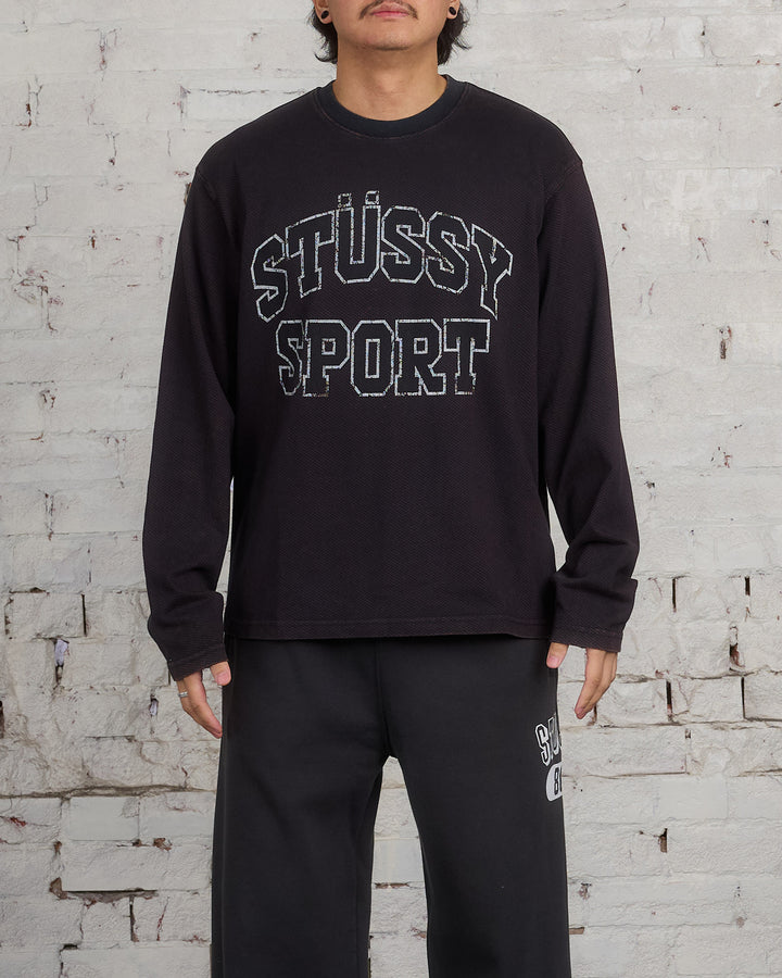 Stussy 2-Tone Cotton Mesh LS Crewneck Black