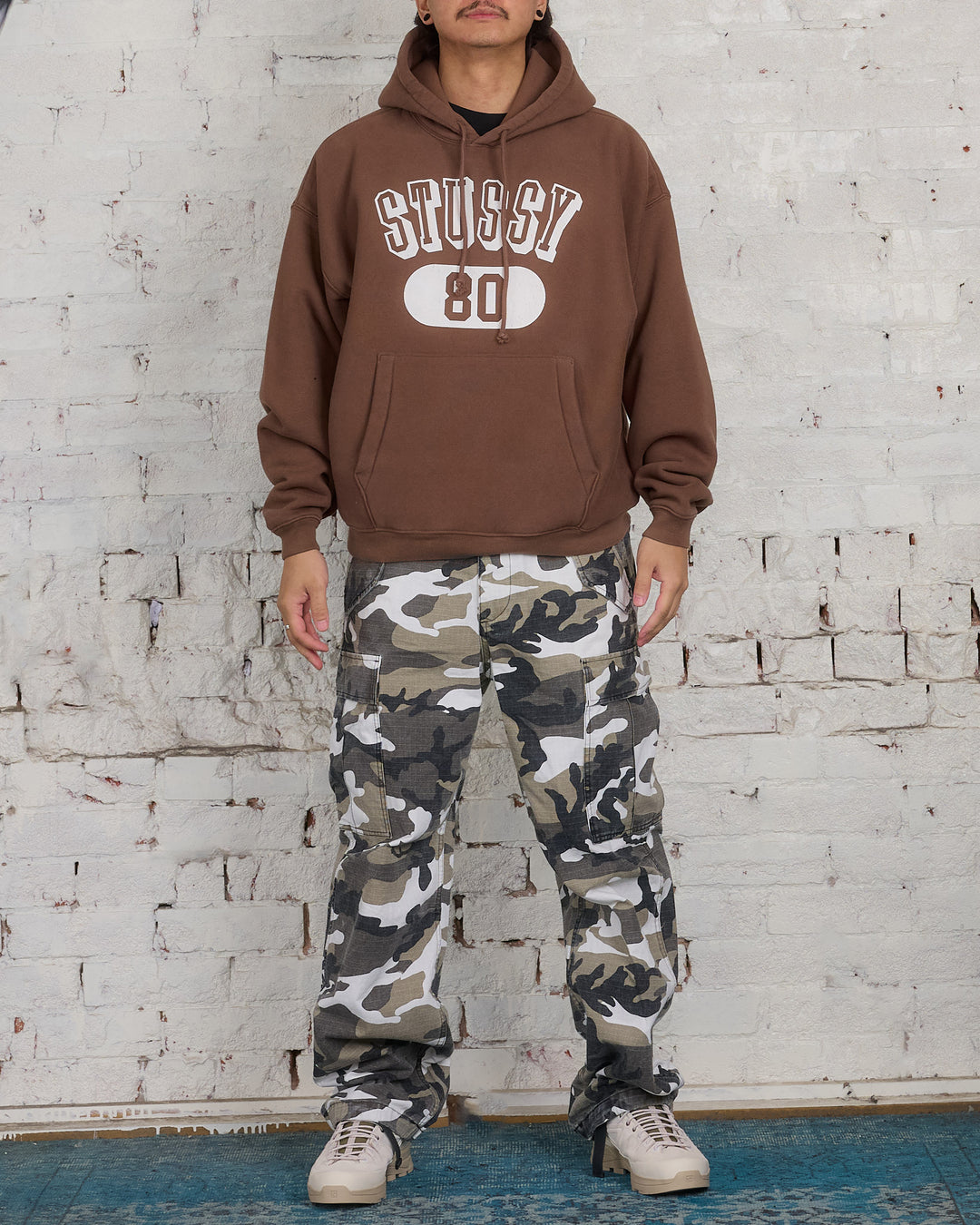 Stussy 80 Relaxed Hooded Sweatshirt Brown