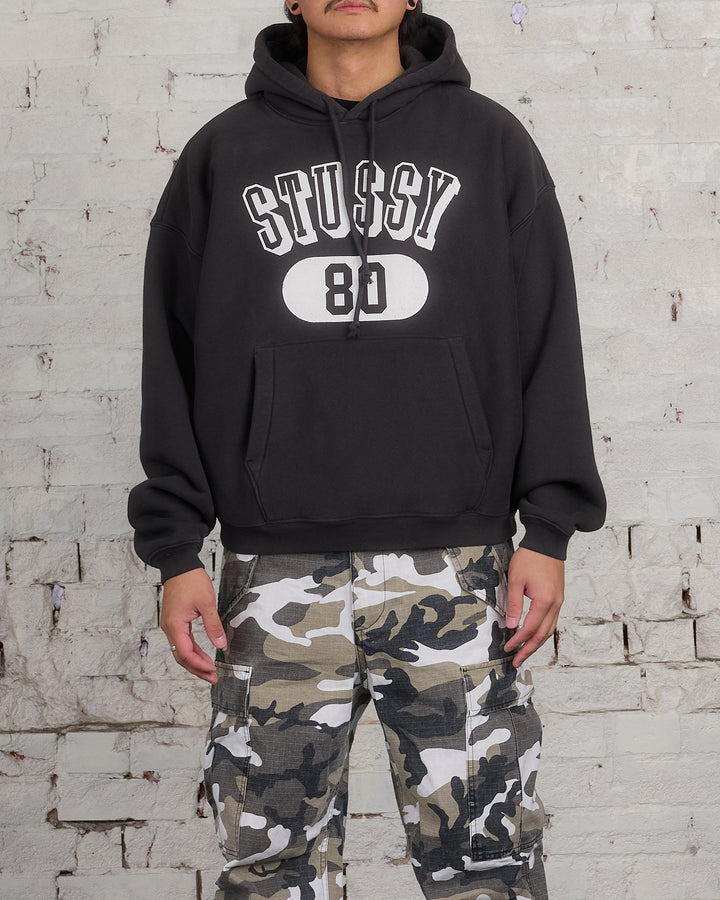 Stussy 80 Relaxed Hooded Sweatshirt Washed Black