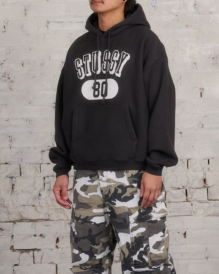 Stussy 80 Relaxed Hooded Sweatshirt Washed Black