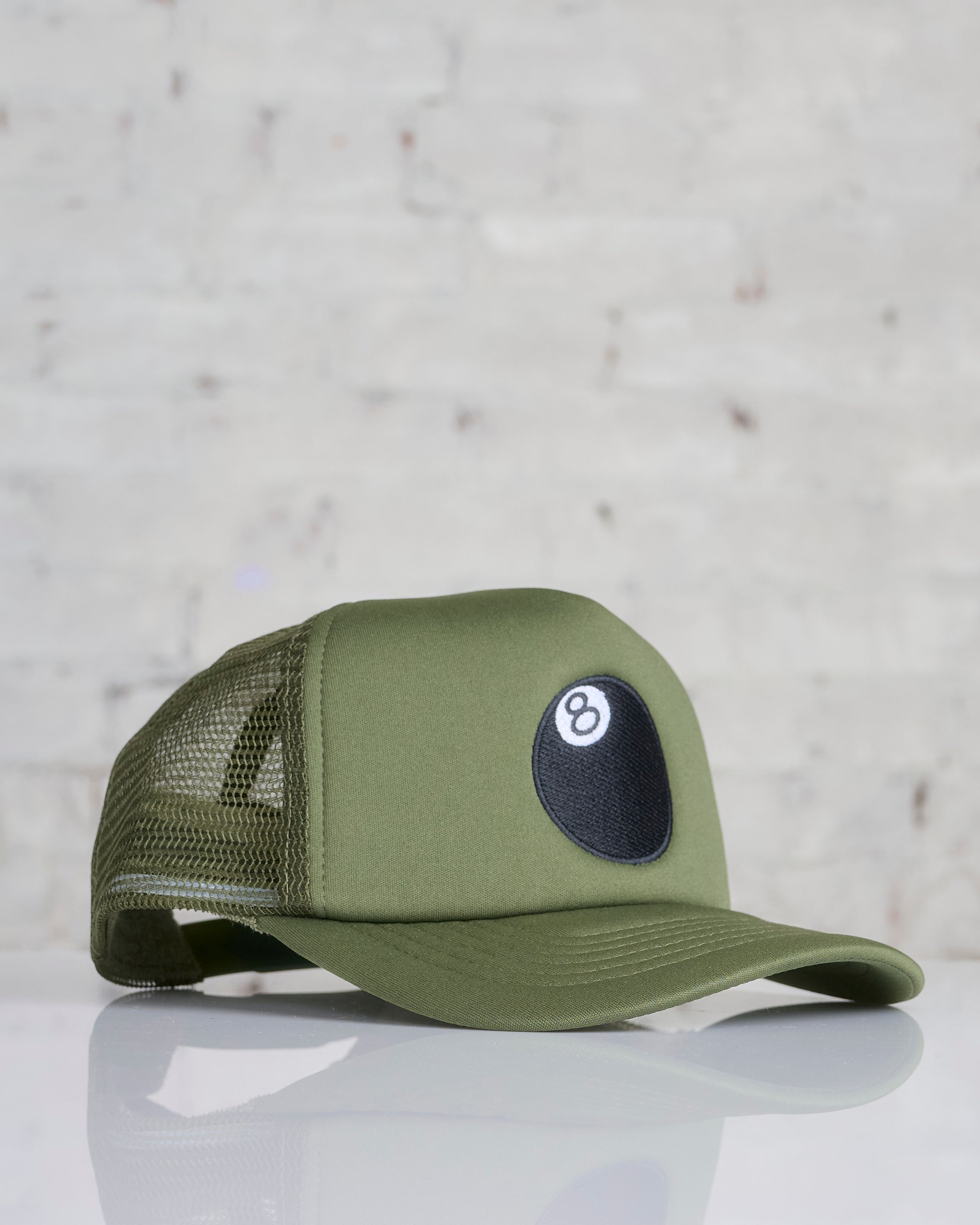 Stussy 8 Ball Trucker Cap Olive