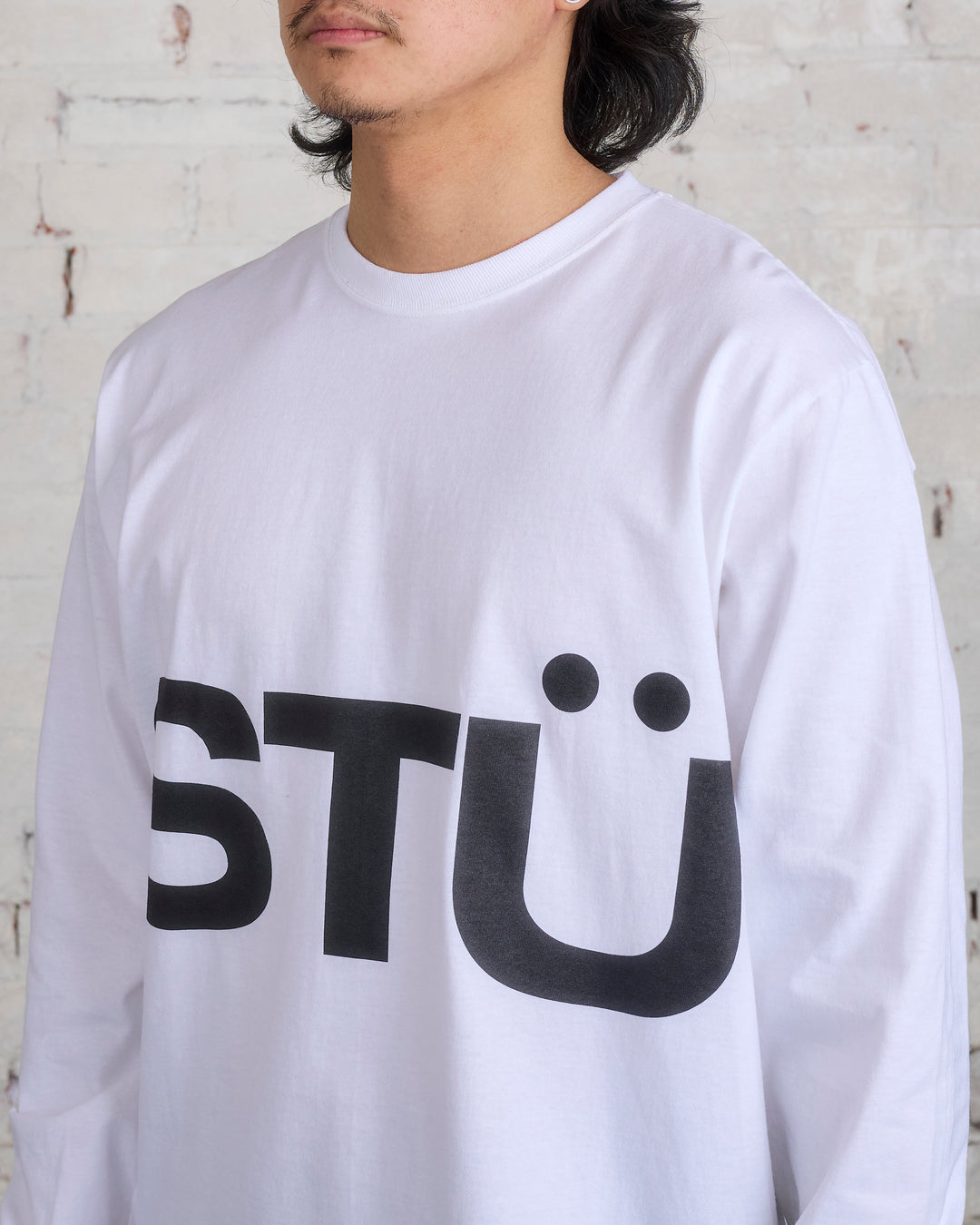 Stussy All Caps Long Sleeve T-Shirt White