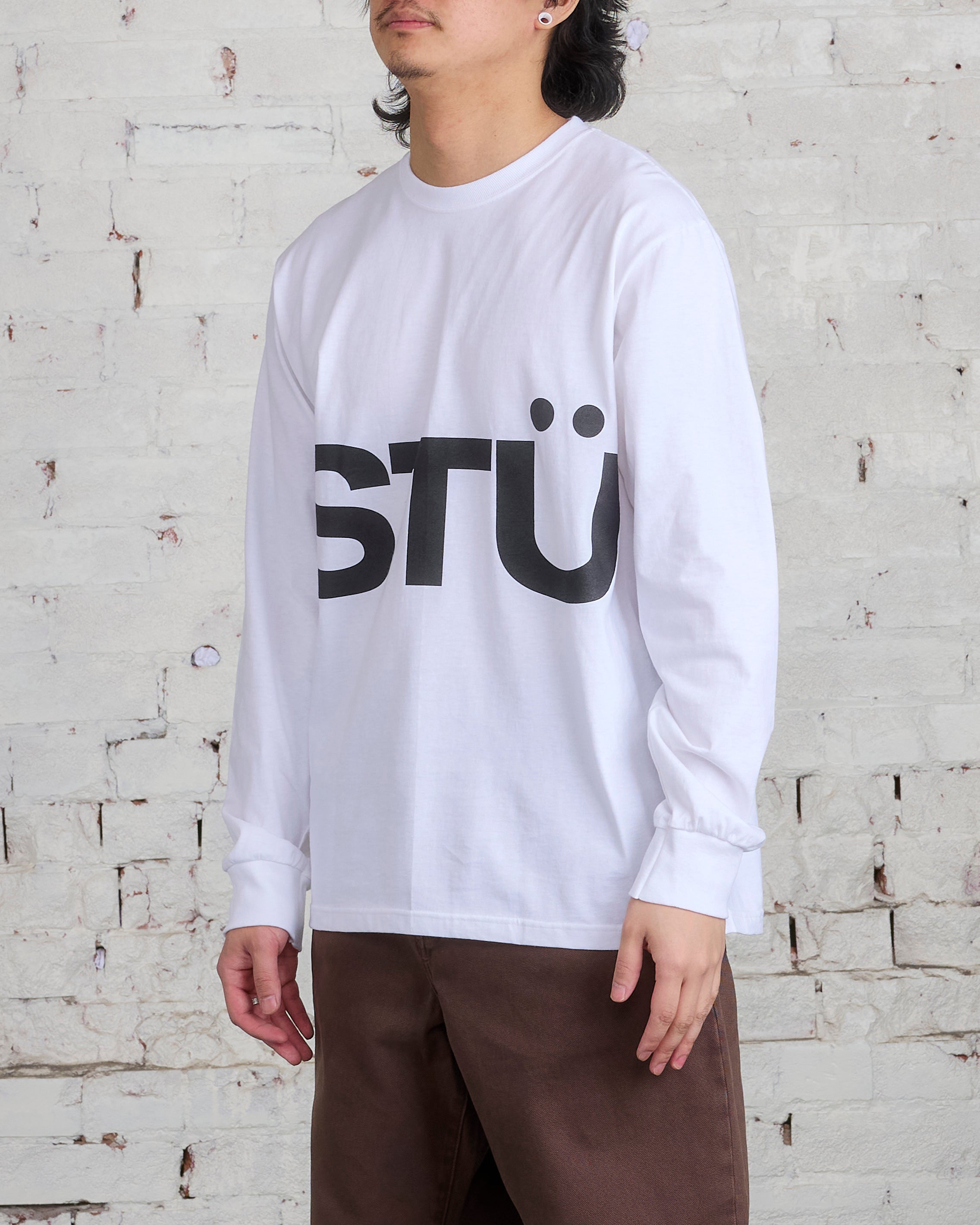 Stussy All Caps Long Sleeve T-Shirt White