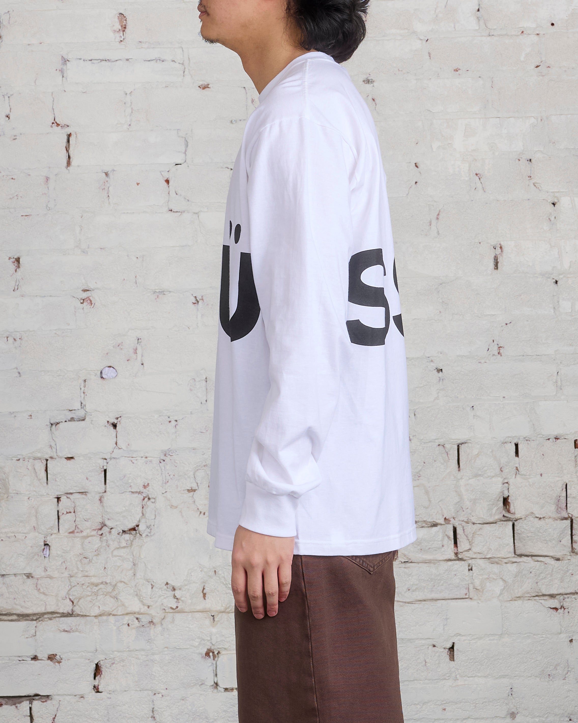 Stussy All Caps Long Sleeve T-Shirt White