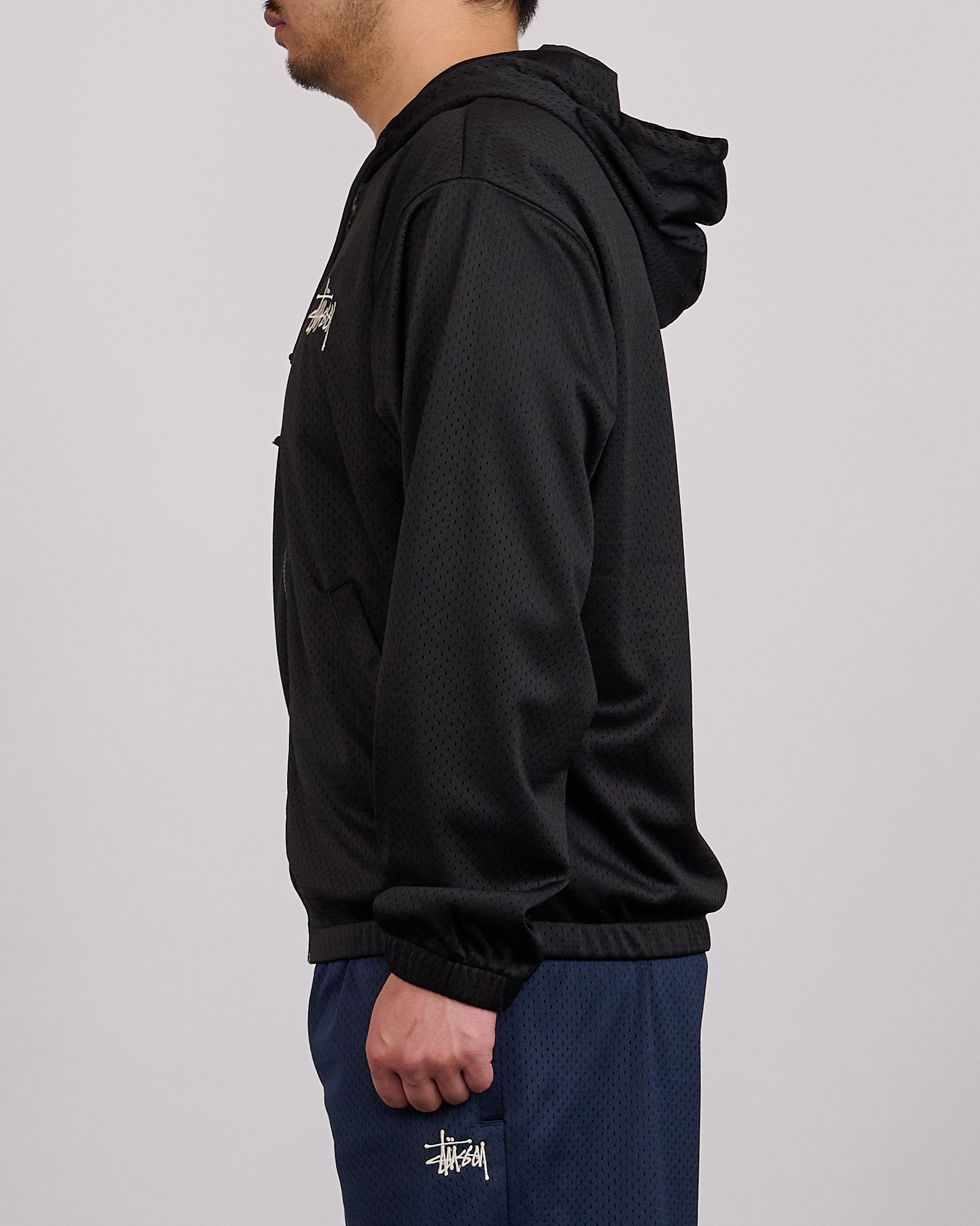 Stussy Athletic Mesh Zip Hoodie Black – LESS 17