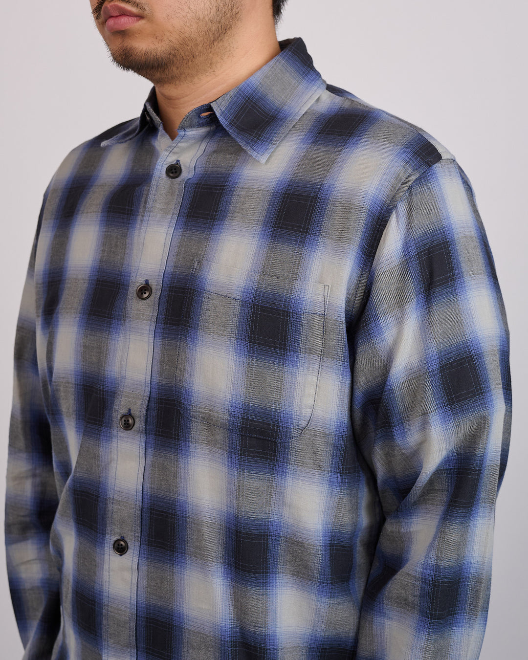 Stussy Beach Ombre Plaid Button Shirt Black