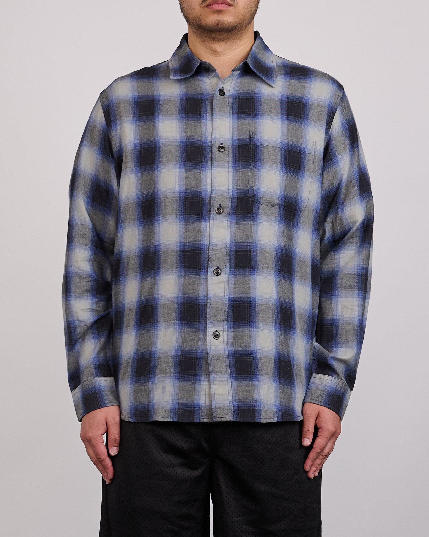 Stussy Beach Ombre Plaid Button Shirt Black – LESS 17