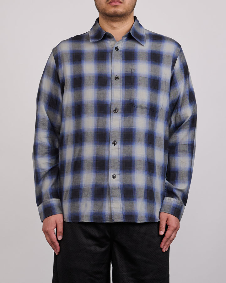 Stussy Beach Ombre Plaid Button Shirt Black