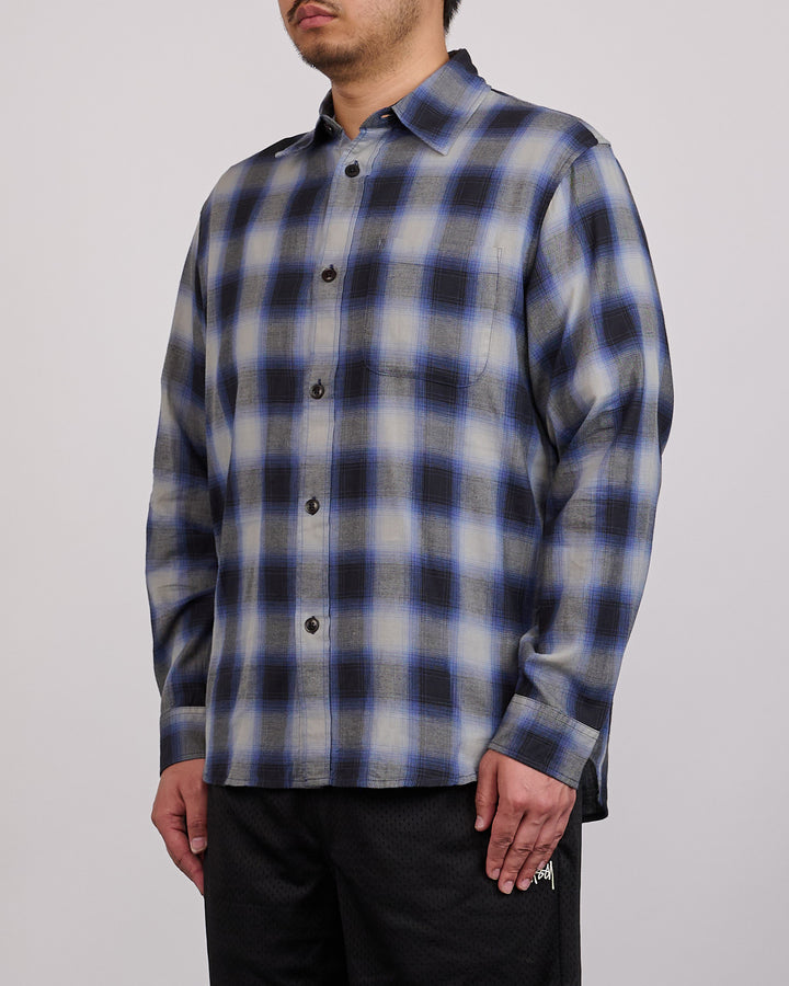 Stussy Beach Ombre Plaid Button Shirt Black