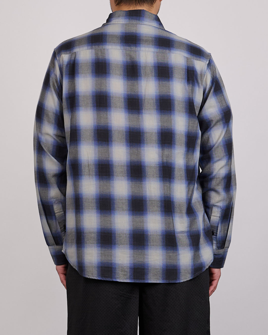 Stussy Beach Ombre Plaid Button Shirt Black
