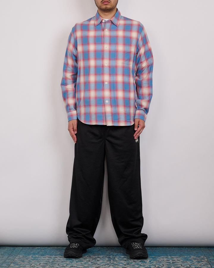 Stussy Beach Ombre Plaid Button Shirt Blue