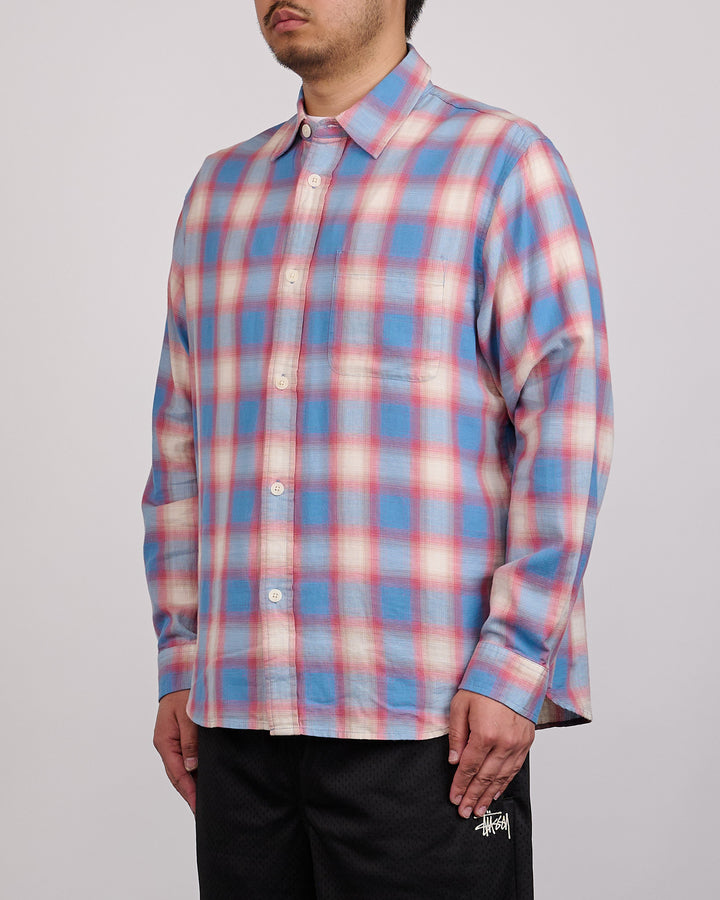 Stussy Beach Ombre Plaid Button Shirt Blue