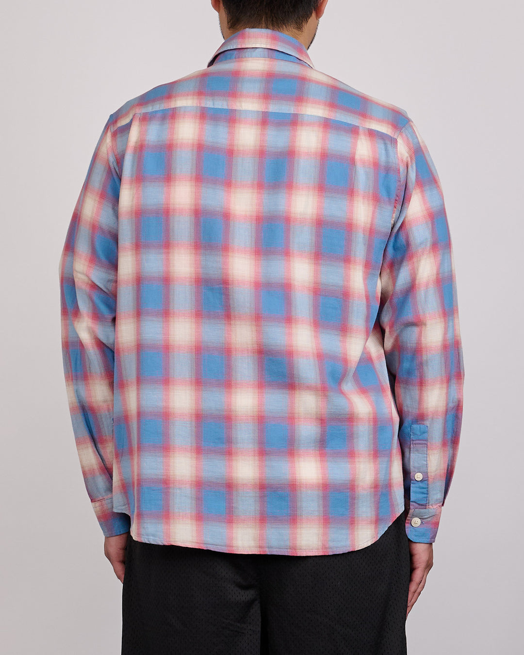 Stussy Beach Ombre Plaid Button Shirt Blue