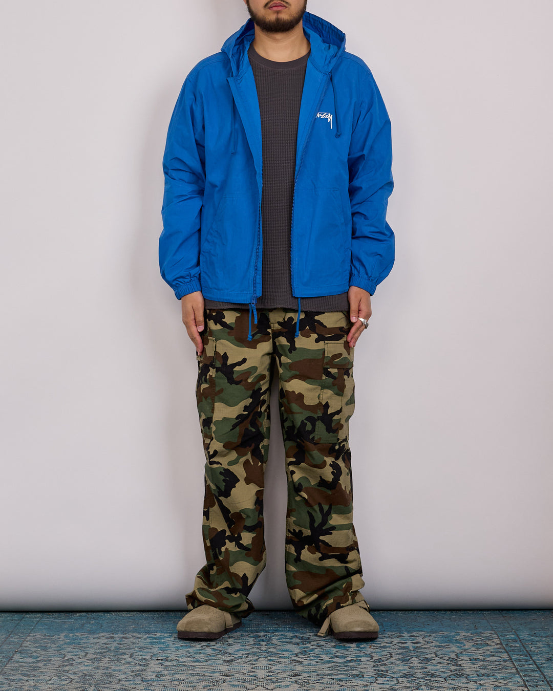 Stussy Beach Shell Jacket Cotton Wax Blue