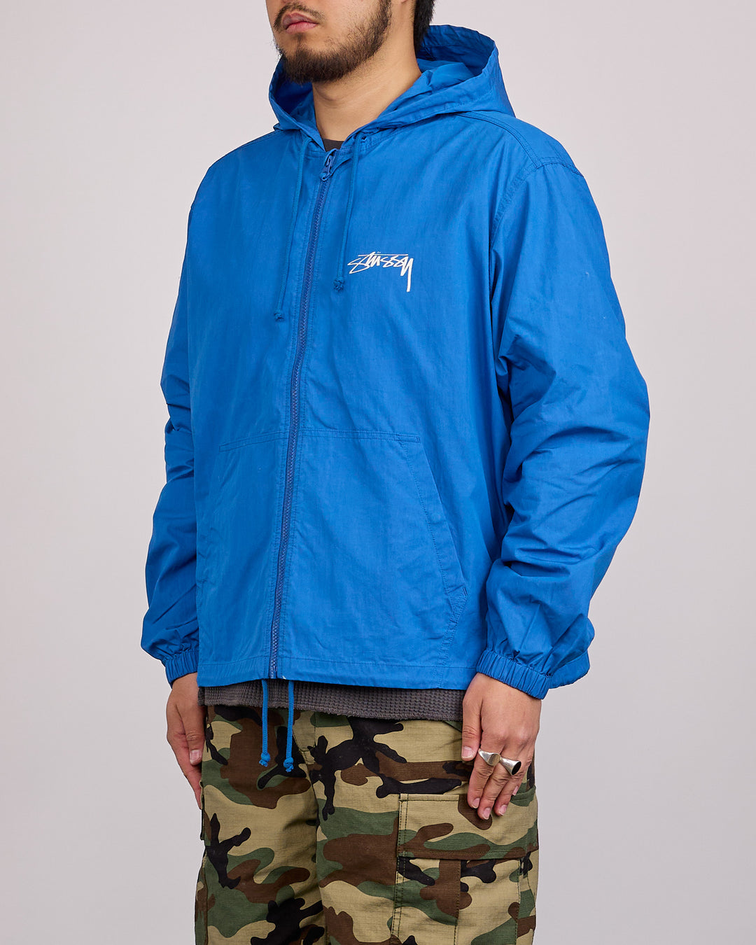 Stussy Beach Shell Jacket Cotton Wax Blue