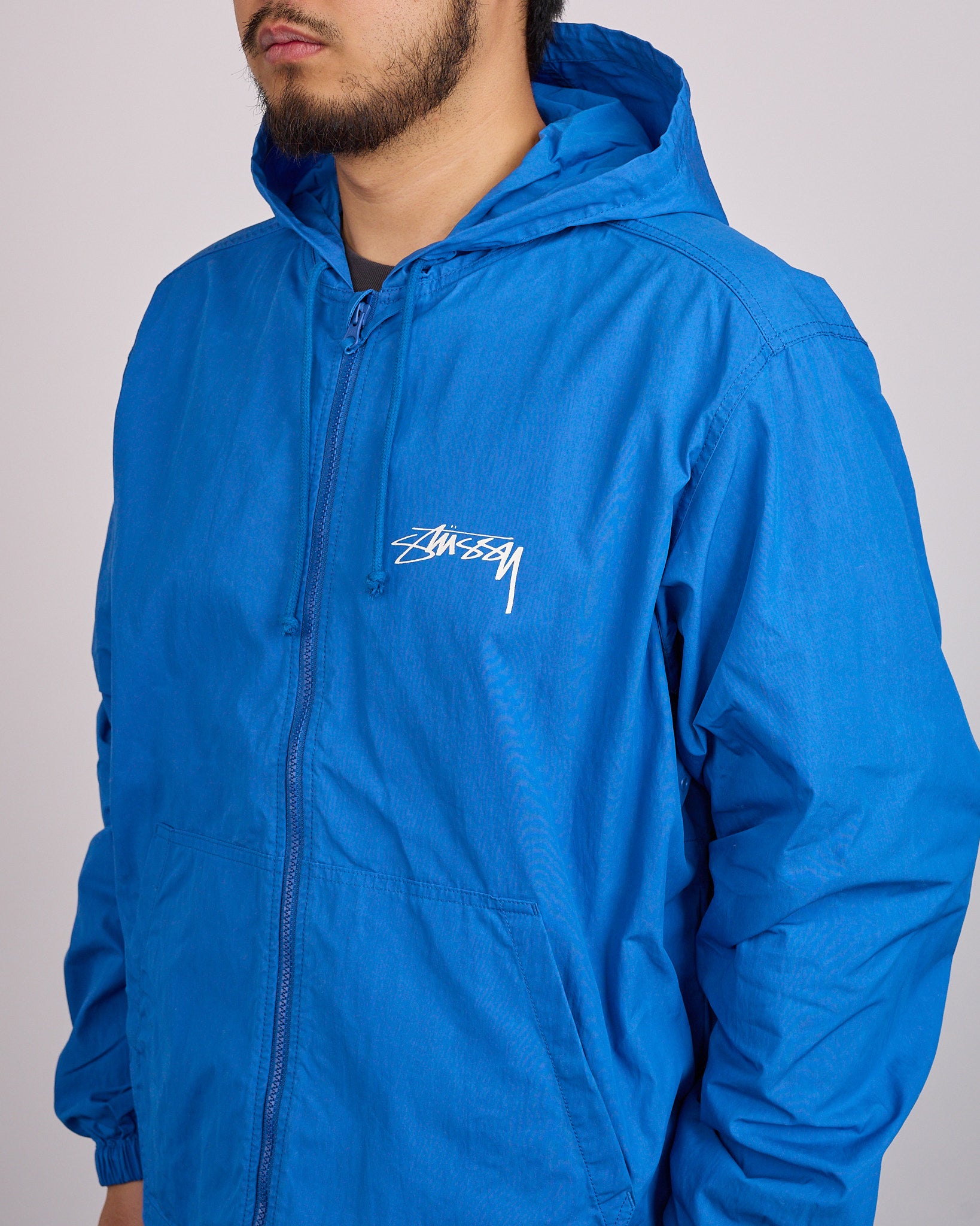 Stussy Beach Shell Jacket Cotton Wax Blue – LESS 17