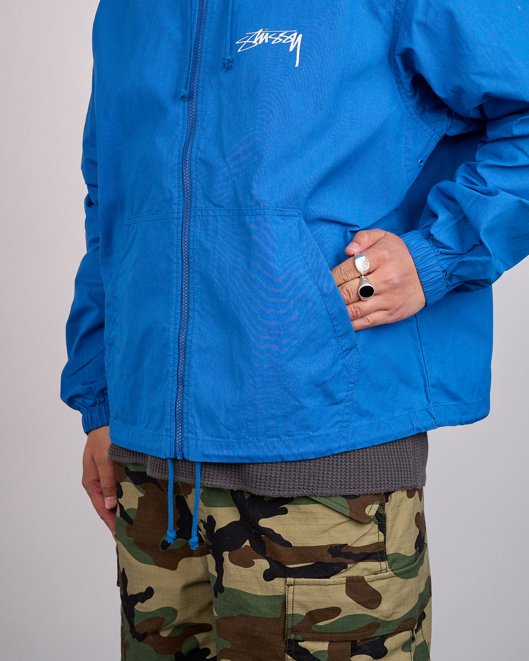 Stussy Beach Shell Jacket Cotton Wax Blue