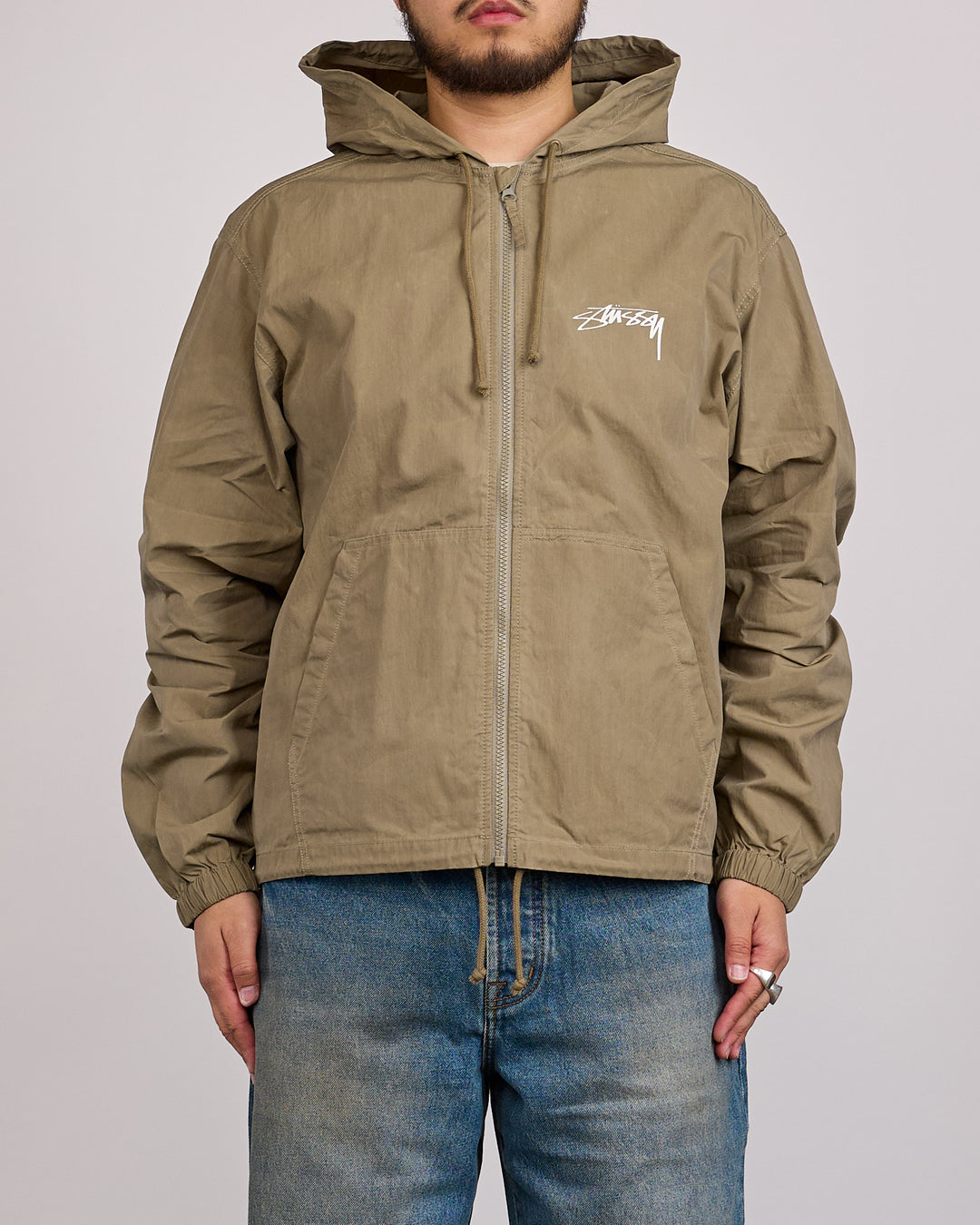 Stussy Beach Shell Jacket Cotton Wax Olive
