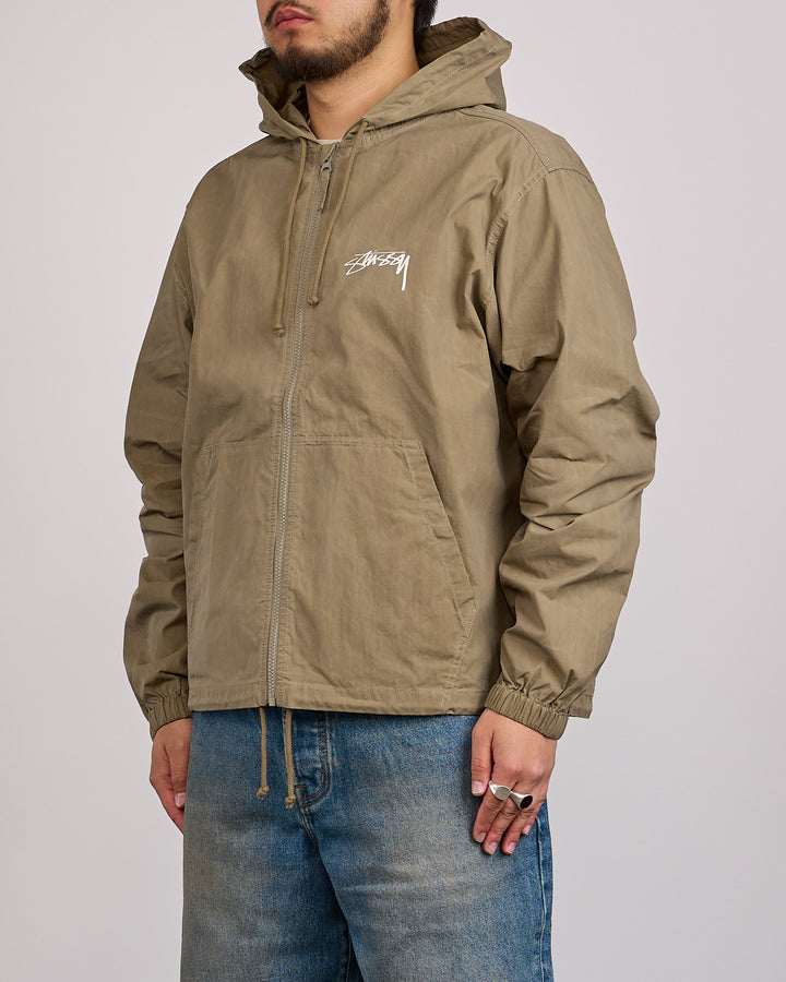 Stussy Beach Shell Jacket Cotton Wax Olive