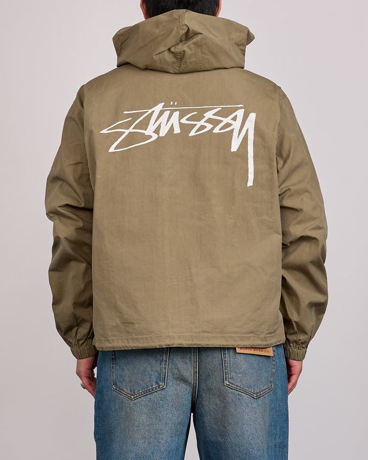 Stussy Beach Shell Jacket Cotton Wax Olive
