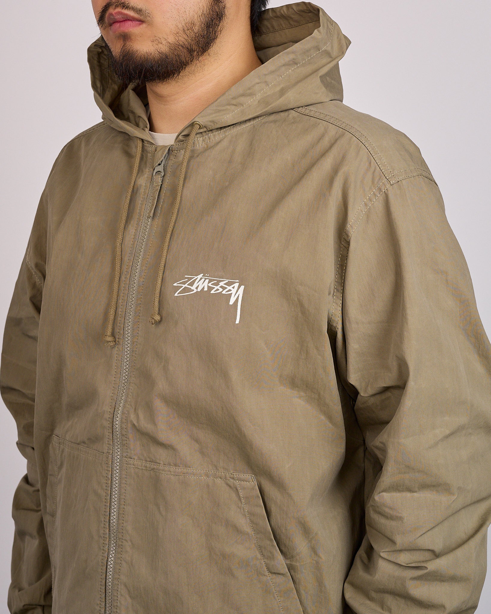 Stussy Beach Shell Jacket Cotton Wax Olive – LESS 17