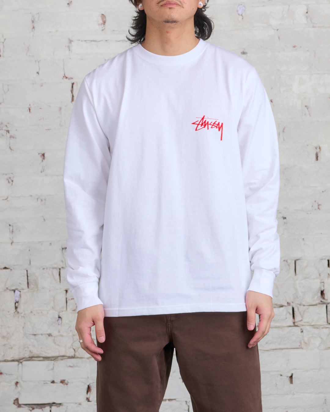 Stussy Beat Crazy Long Sleeve T-Shirt White