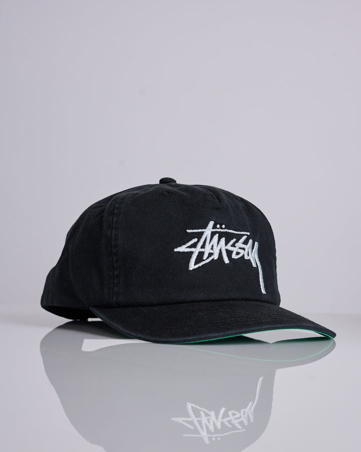 Stussy Big Stock Mid Depth Cap Shadow Black
