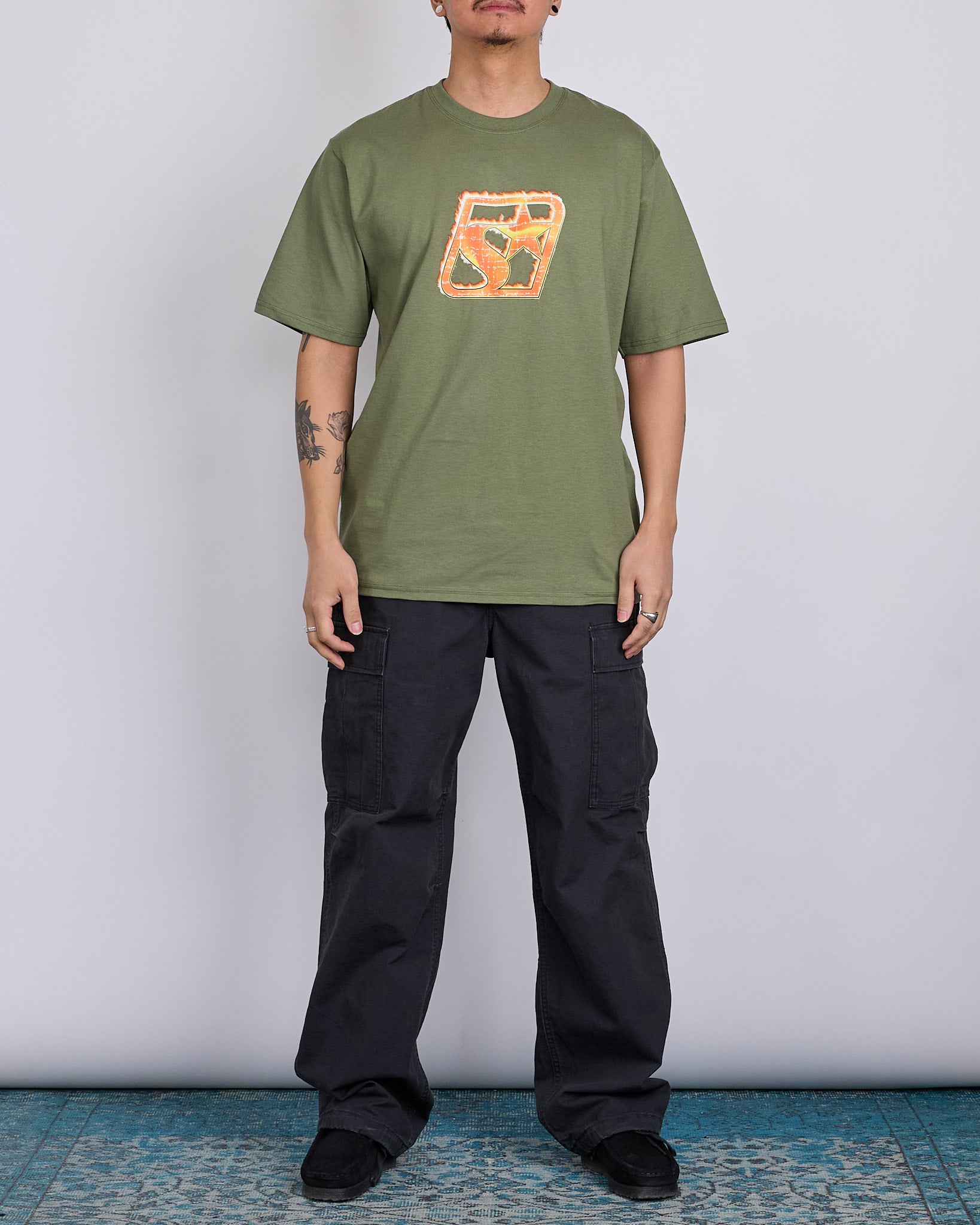 Stussy Blaze T-Shirt Olive – LESS 17