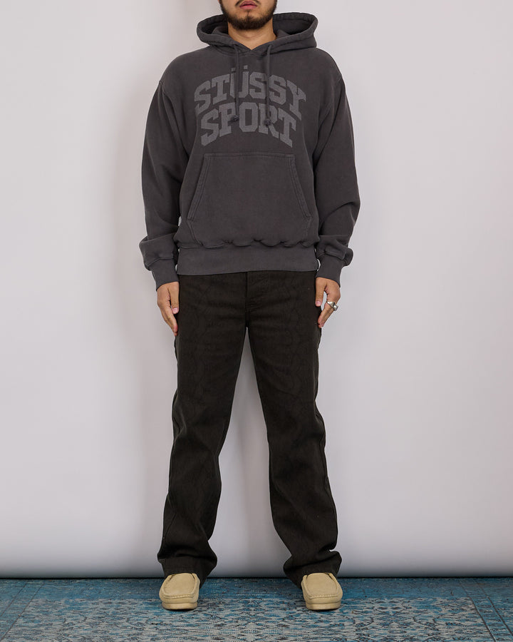 Stussy Block Sport Garment Dyed Hoodie Faded Black