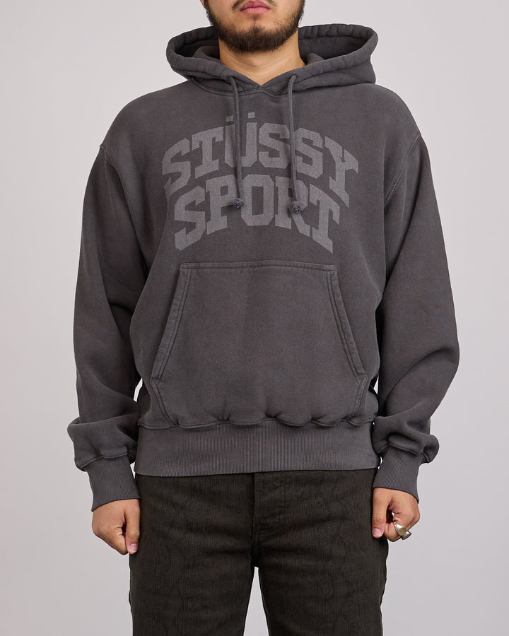 Stussy Block Sport Garment Dyed Hoodie Faded Black
