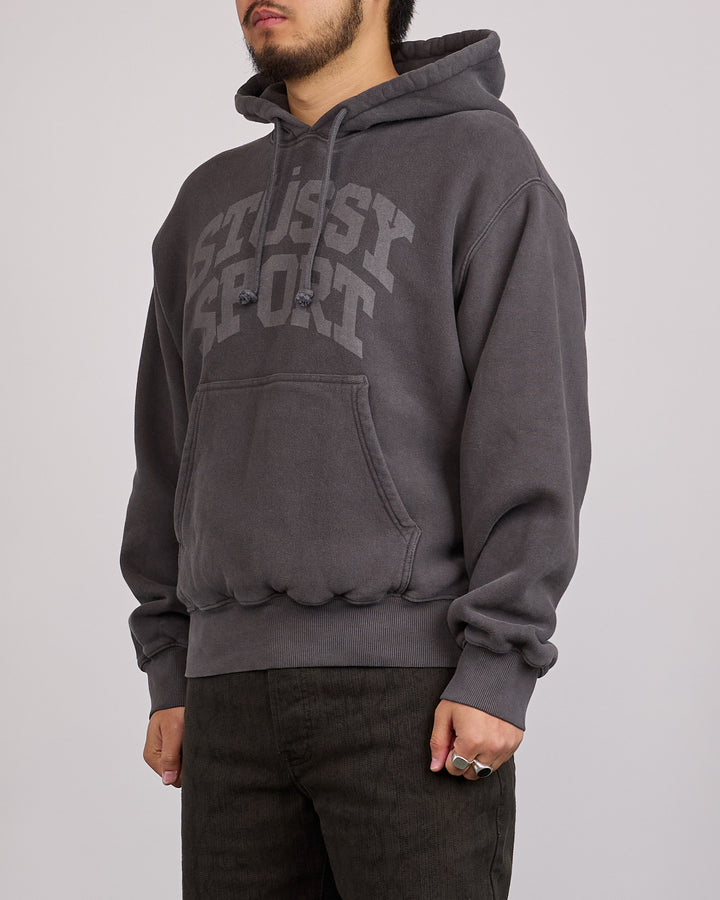 Stussy Block Sport Garment Dyed Hoodie Faded Black