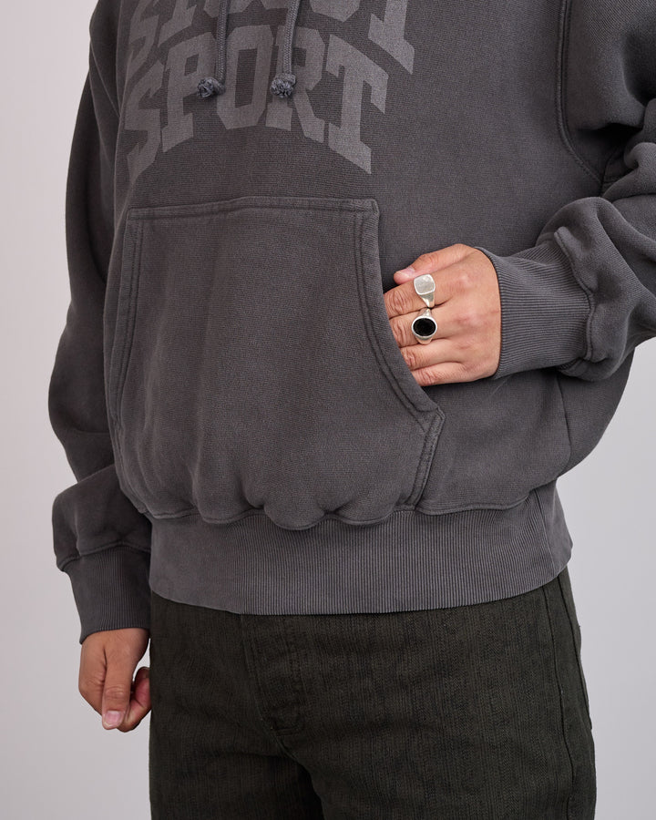 Stussy Block Sport Garment Dyed Hoodie Faded Black