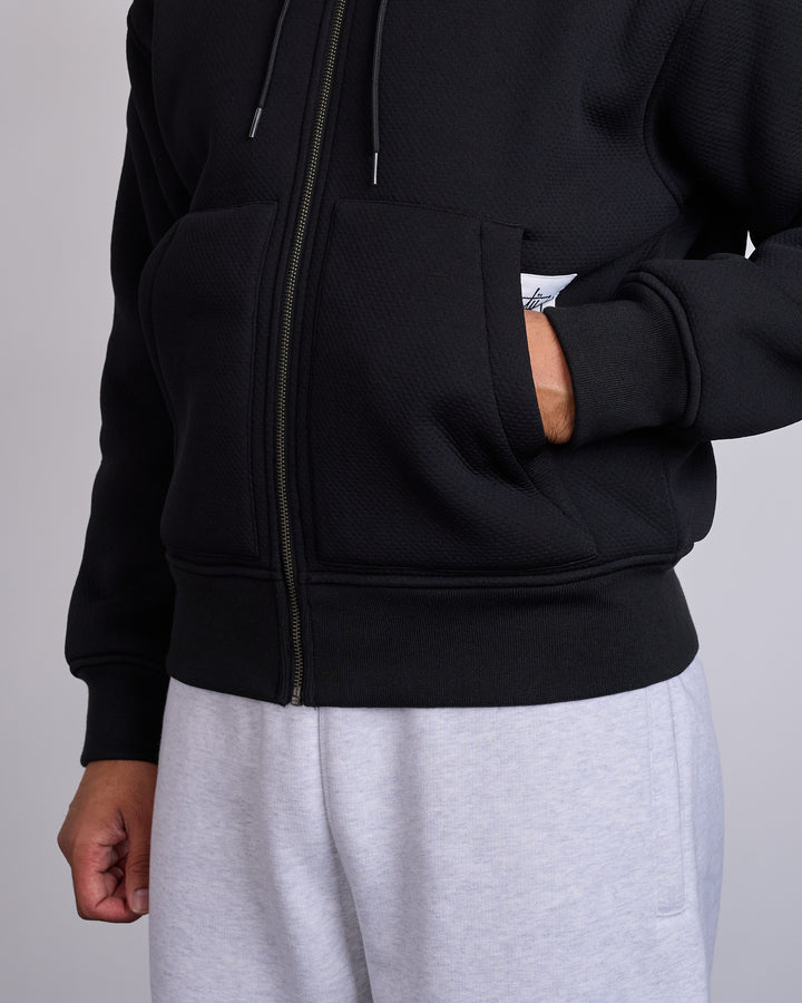 Stussy Bonded Sherpa Lined Zip-Up Hoodie Black