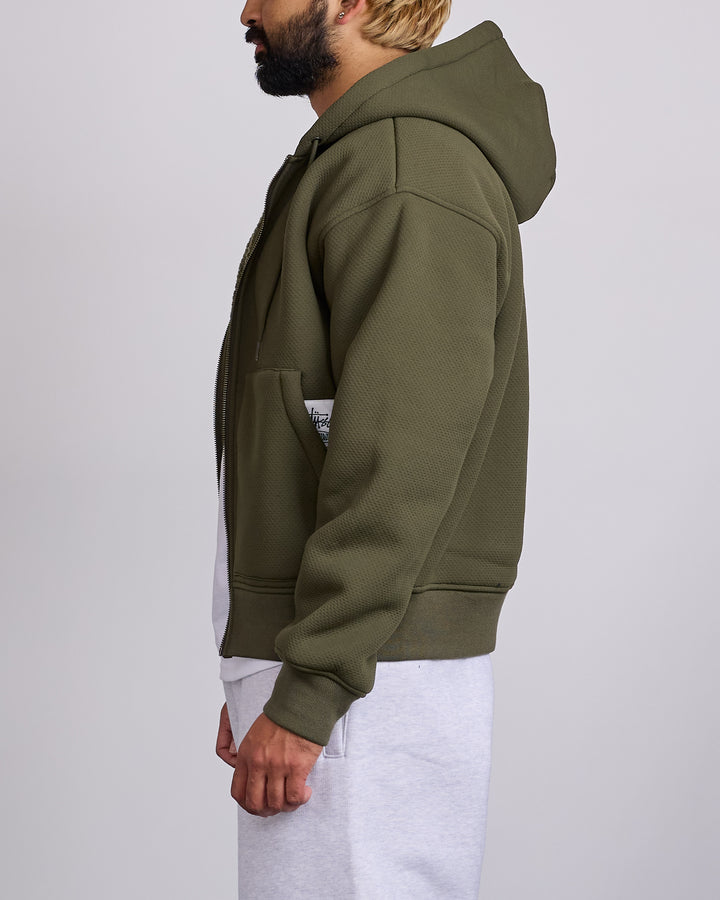 Stussy Bonded Sherpa Lined Zip-Up Hoodie Green