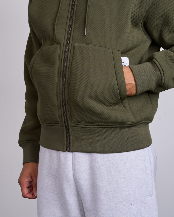 Stussy Bonded Sherpa Lined Zip-Up Hoodie Green