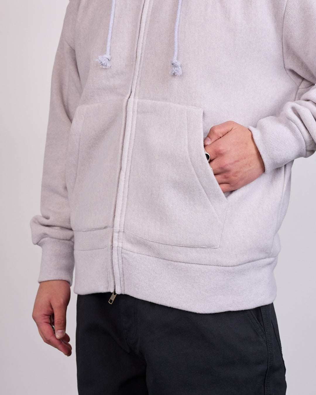Stussy Brass Zip Knit Hood Ash Heather
