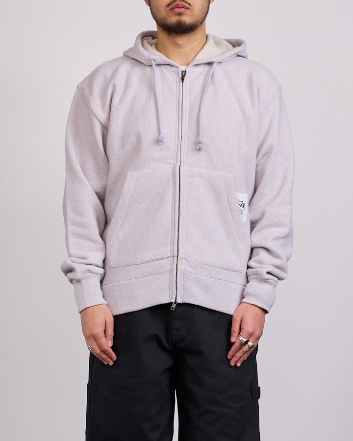 Stussy Brass Zip Knit Hood Ash Heather