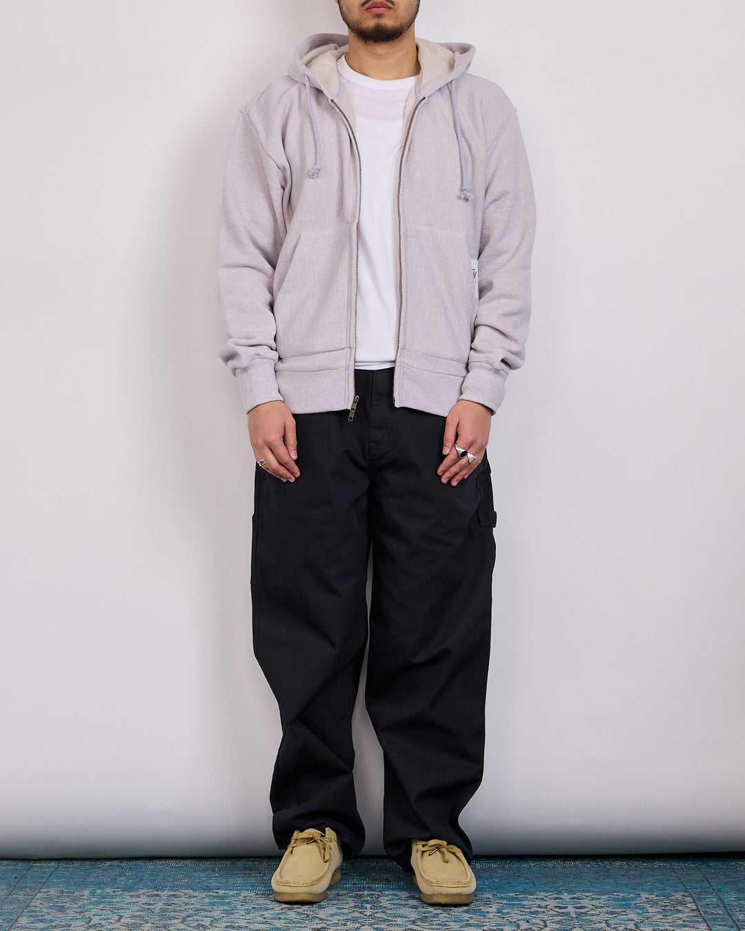 Stussy Brass Zip Knit Hood Ash Heather