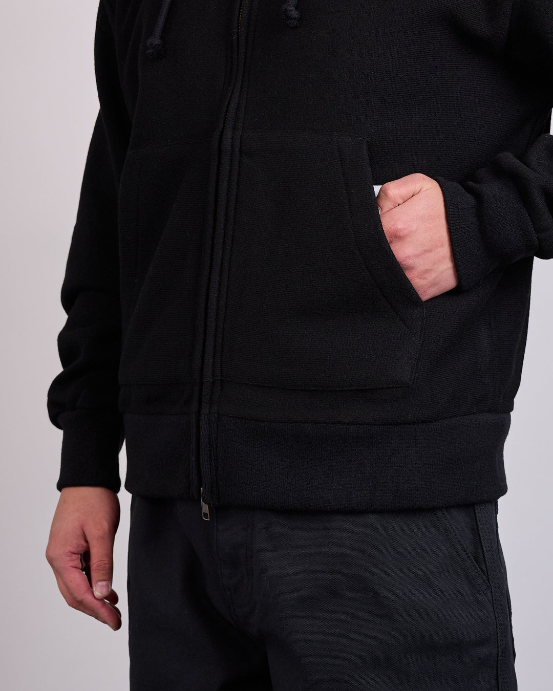 Stussy Brass Zip Knit Hood Black