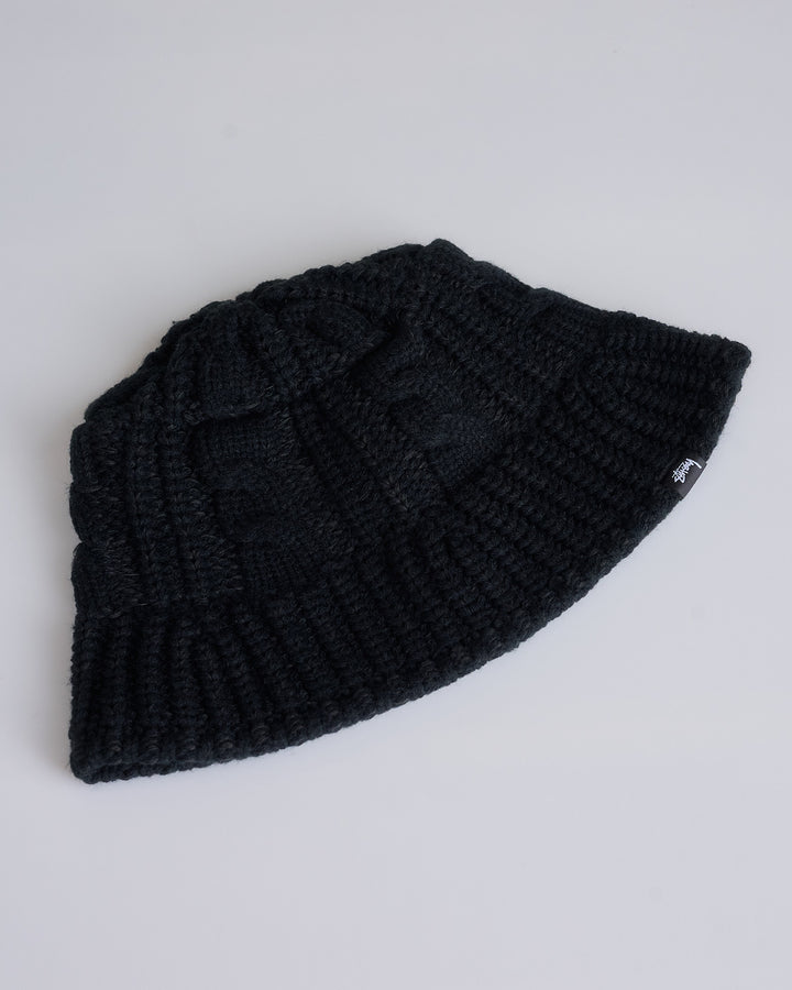 Stussy Cable Knit Bucket Hat Black