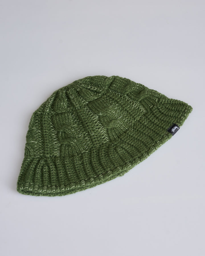 Stussy Cable Knit Bucket Hat Olive