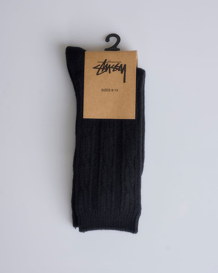 Stussy Cable Knit S Dress Sock Black