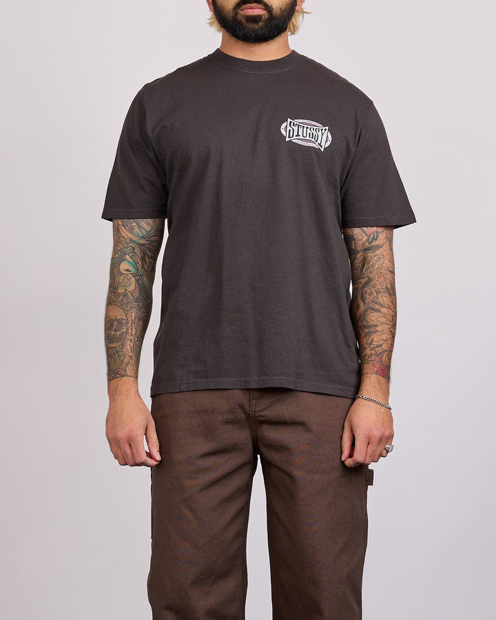 Stussy Champion Oval Pigment Dyed T-Shirt Faded Black