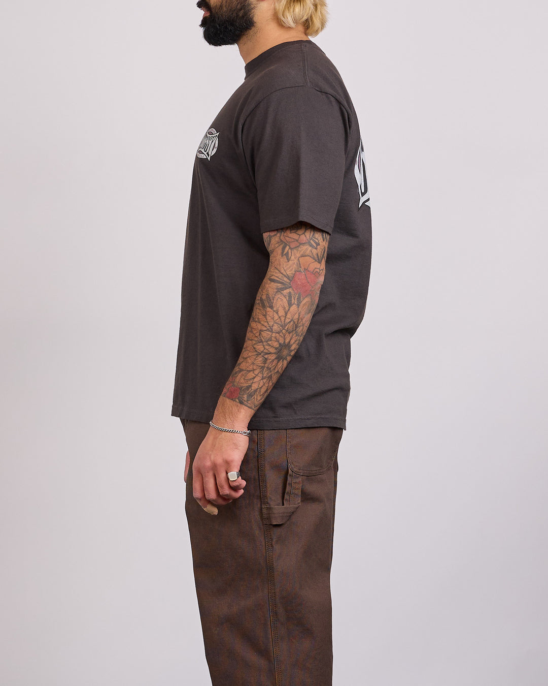 Stussy Champion Oval Pigment Dyed T-Shirt Faded Black