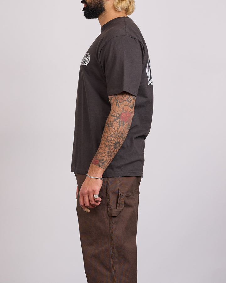 Stussy Champion Oval Pigment Dyed T-Shirt Faded Black