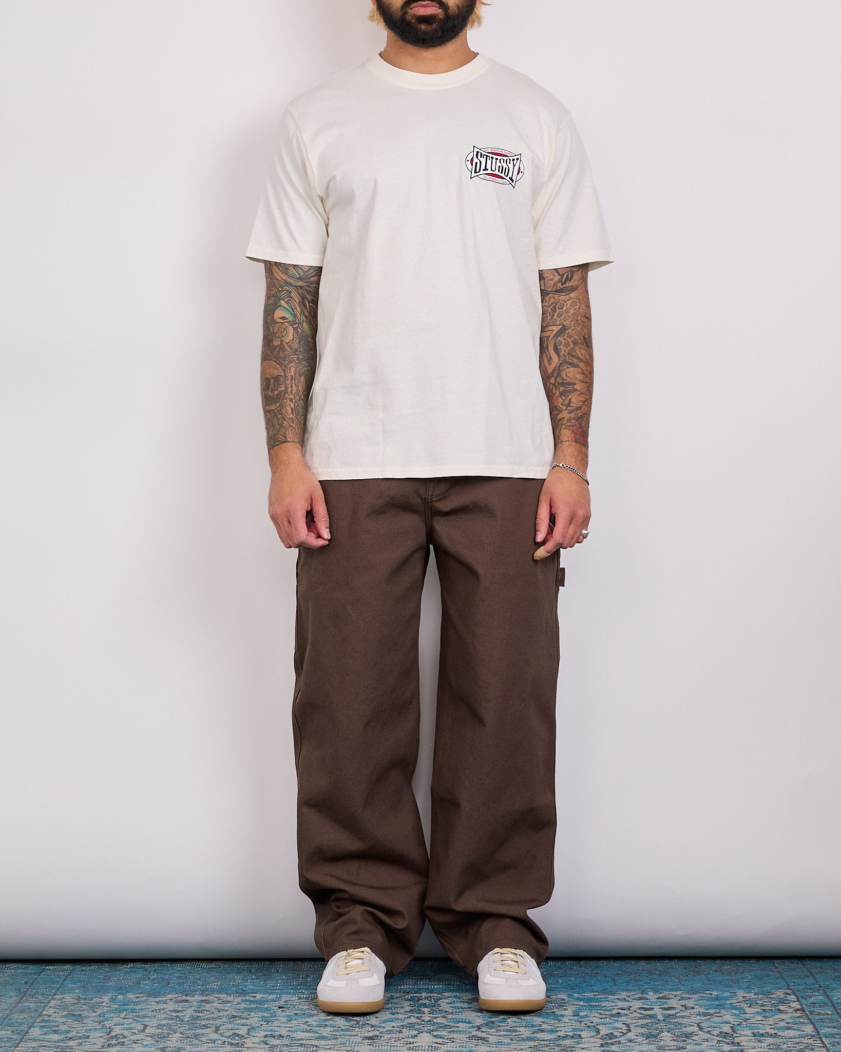 Stussy Champion Oval Pigment Dyed T-Shirt Natural – LESS 17