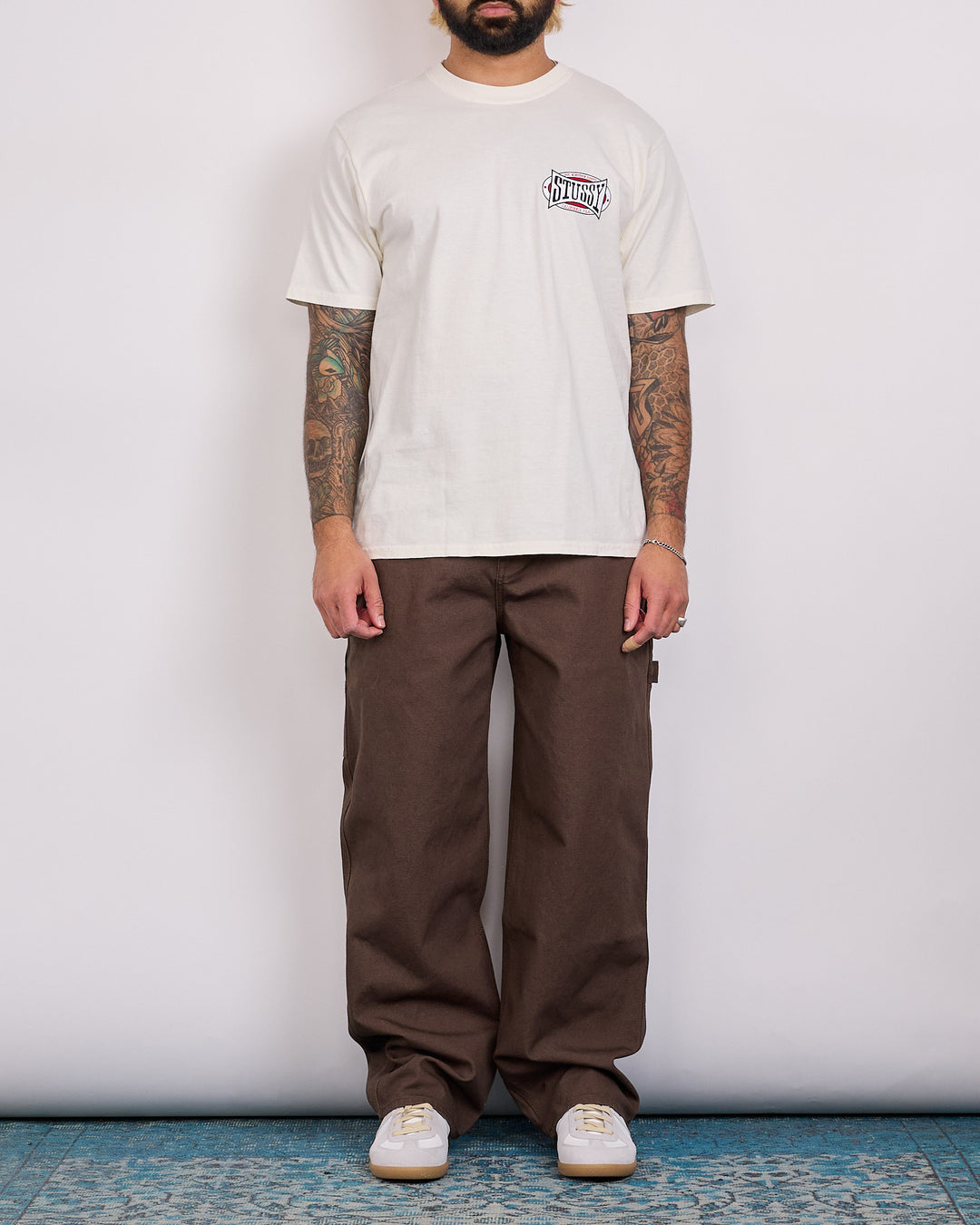 Stussy Champion Oval Pigment Dyed T-Shirt Natural